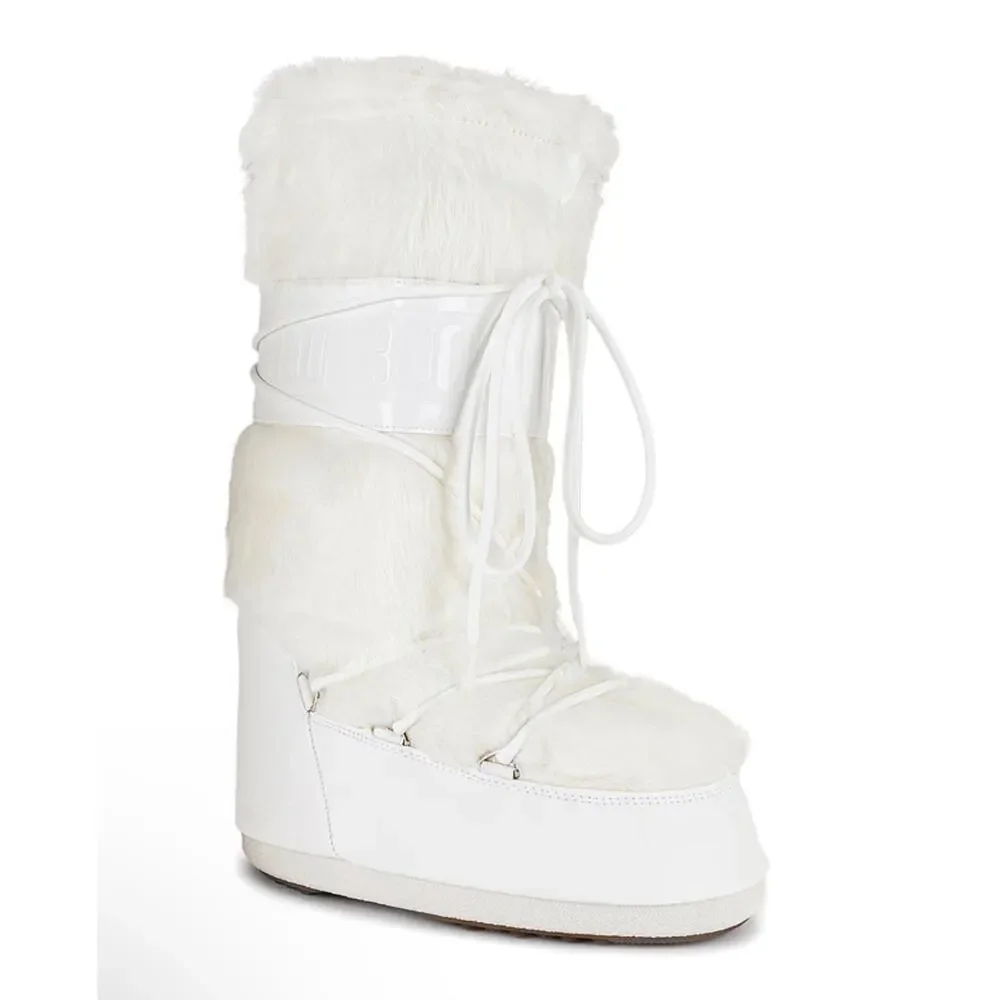 Moon Boot Icon Faux Fur Boots Optical White US 9/10 EU 39/41